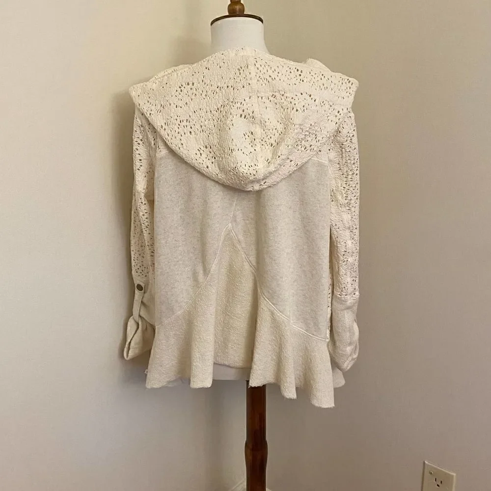 Free People Doiley Open-knit Cardigan In Ivory Combo XS